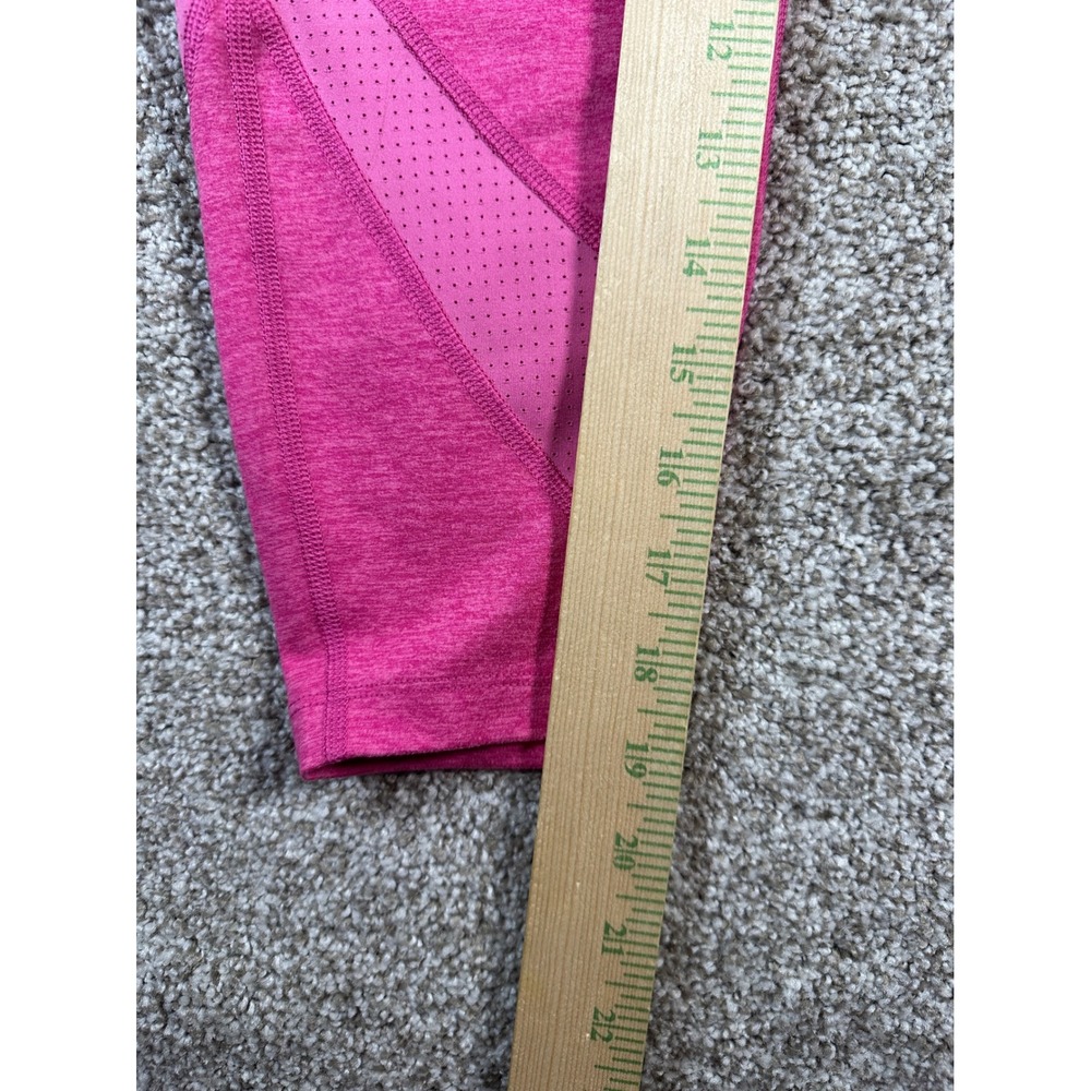 Peloton Womens Pink Heathered High Rise Mesh Crop Leggings Size M Heart Logo - Picture 3 of 10